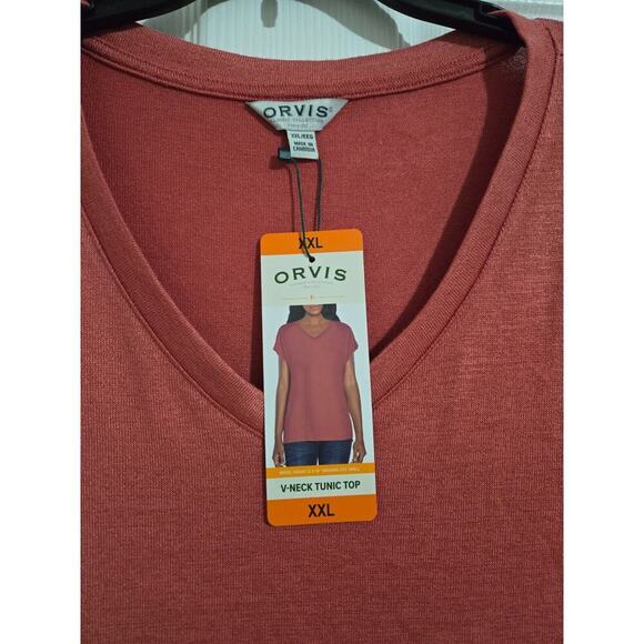 ORVIS Soft T-Shirt Women's Plus Size 2X Coral Pink V-Neck Athleisure - Picture 10 of 13